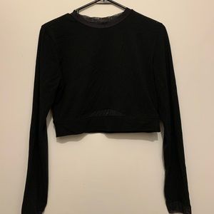 Long Sleeve Cropped Black Pullover